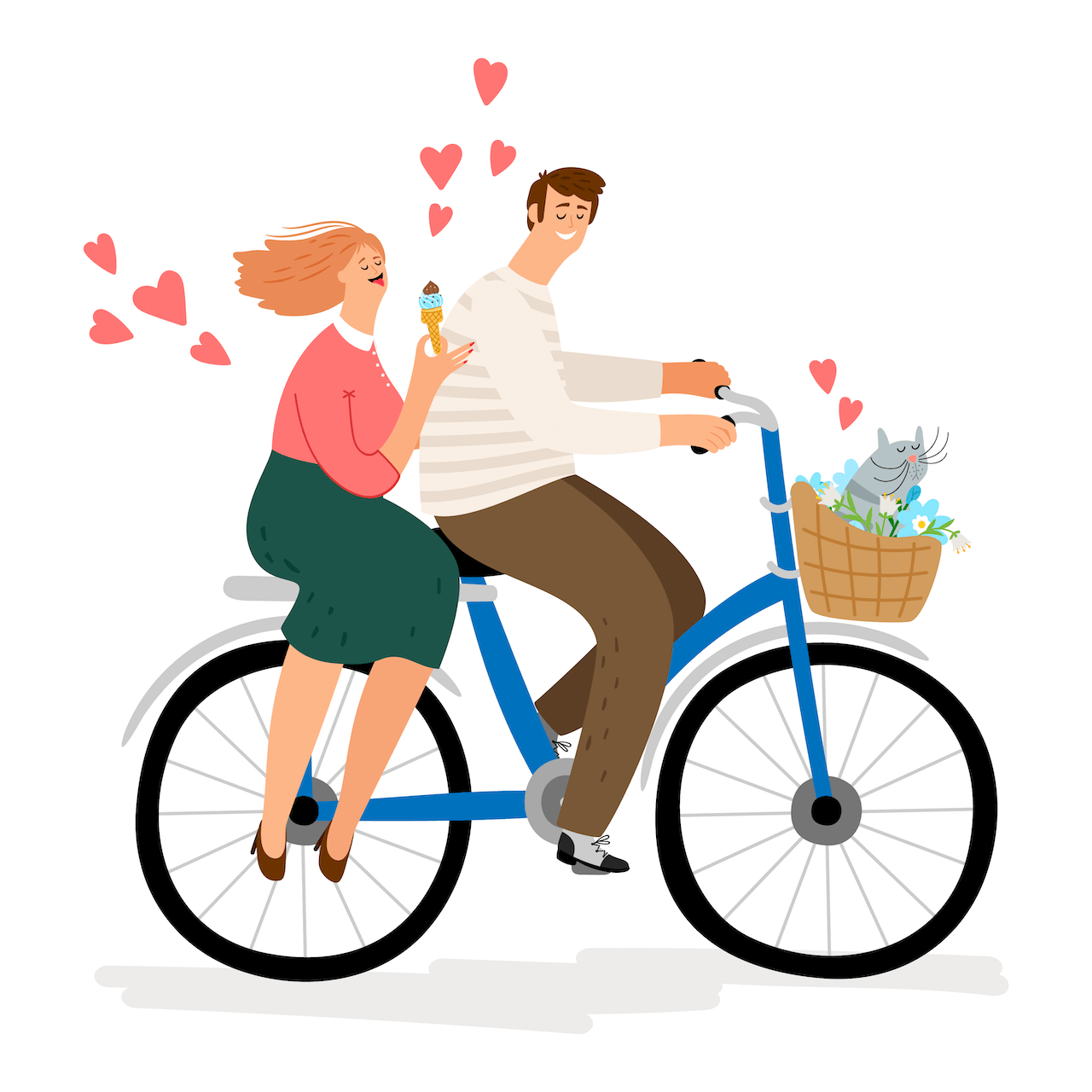 Couple - love on bicycle